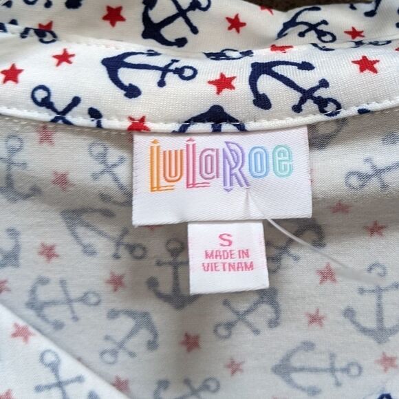 NWT LULAROE Nautical Anchors Valentina Shirt S - Picture 4 of 9